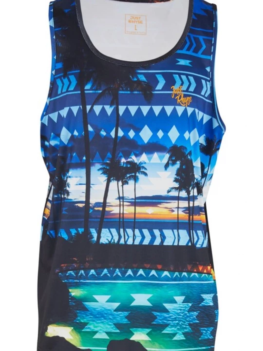 Foto van product Just Rhyse Shirt 'Palm Coast' blauw / donkerblauw / donkergroen / zwart