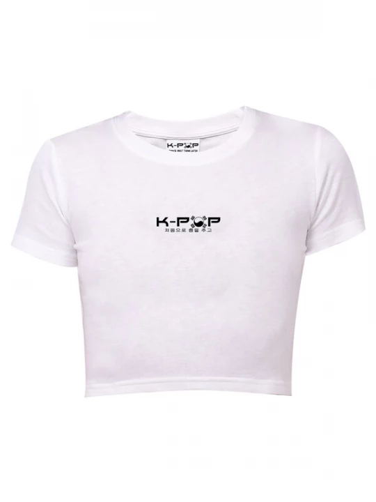 Foto van product K-pop Shirt 'Crop top' wit