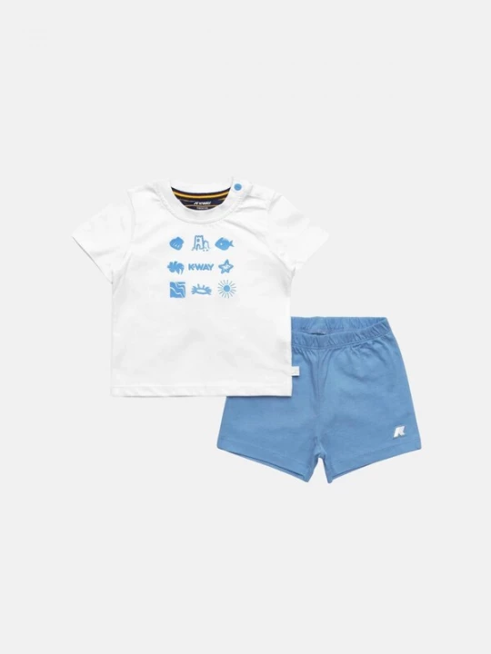 Foto van product K-Way Pak 'K-WAY KIDS E.PETE SET PLAGE JERSEY Completi' blauw / wit