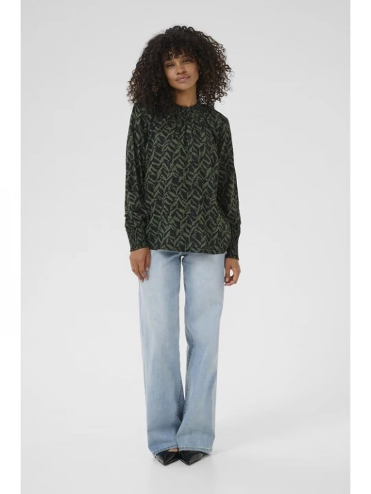 Foto van product Kaffe Blouse 'Dina' donkergroen / zwart