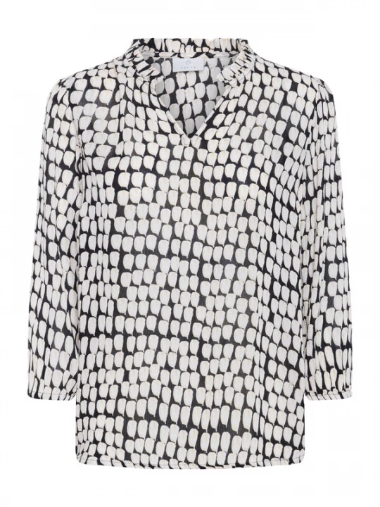 Foto van product Kaffe Blouse 'Edita Amber' cappuccino / zwart / wit