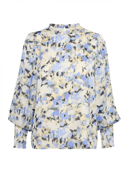 Foto van product Kaffe Blouse 'Eva' crème / camel / marine / lichtblauw