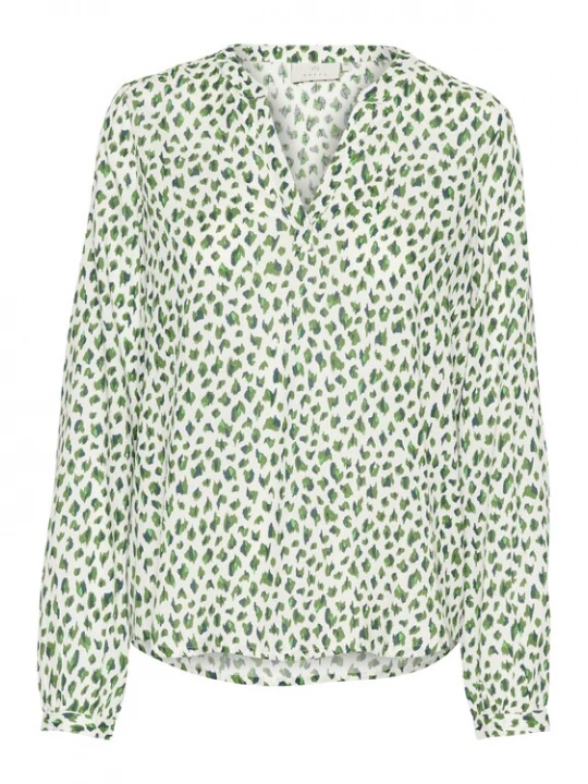 Foto van product Kaffe Blouse 'Jalie' grasgroen / wit