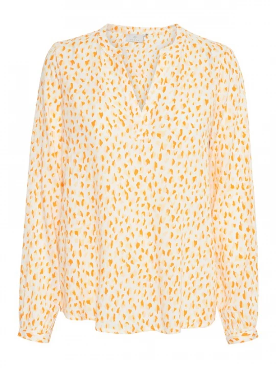 Foto van product Kaffe Blouse 'Jalie' pasteelgeel / oranje / wolwit