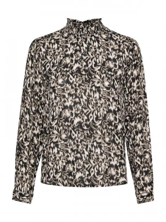Foto van product Kaffe Blouse 'KA Amber' donkerbeige / zwart / wit