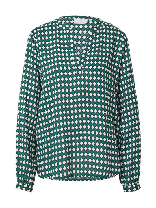 Foto van product Kaffe Blouse 'KA Sary Tilly' nachtblauw / groen / wit