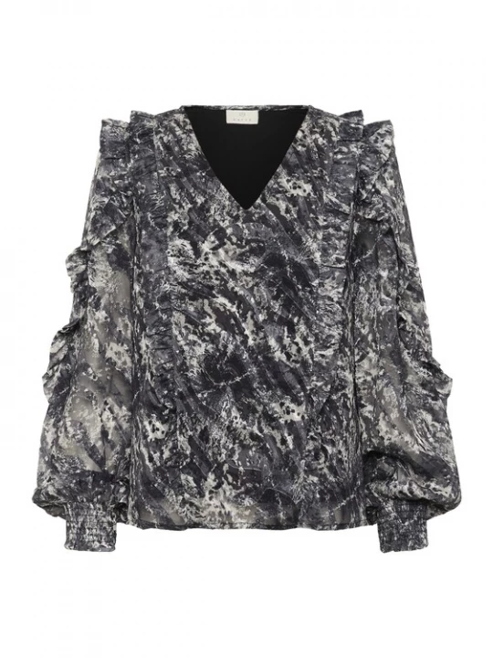 Foto van product Kaffe Blouse 'KAAlica' grijs / zwart / wit