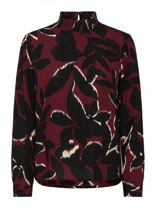 Foto van product Kaffe Blouse 'KAAmber' beige / bordeaux / zwart