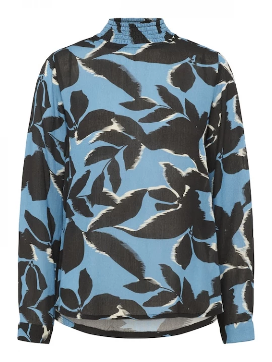 Foto van product Kaffe Blouse 'KAAmber' hemelsblauw / lichtgrijs / zwart