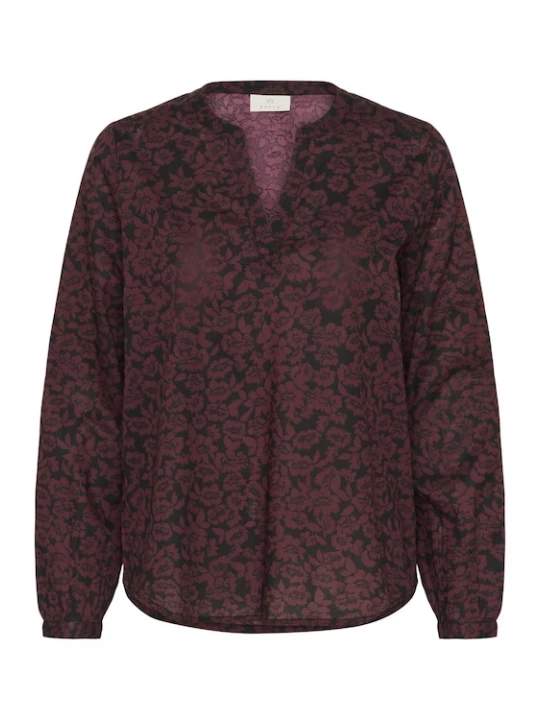 Foto van product Kaffe Blouse 'KABeathe' donkerbruin / zwart