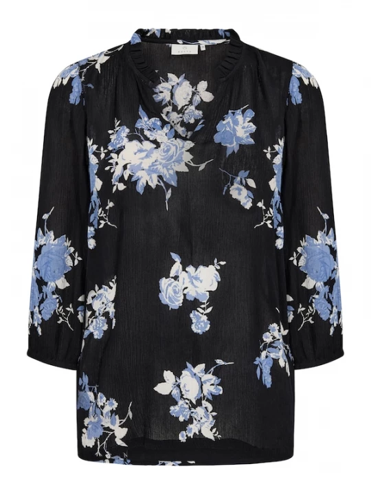 Foto van product Kaffe Blouse 'KAedita Amber' duifblauw / zwart / wit