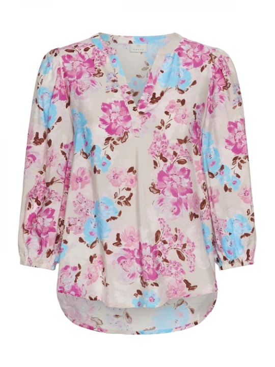 Foto van product Kaffe Blouse 'KAHaisley' crème / lichtblauw / kastanjebruin / pink