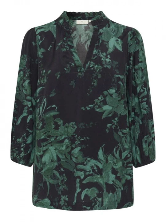 Foto van product Kaffe Blouse 'KAIsa' donkergroen / zwart