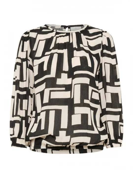 Foto van product Kaffe Blouse 'KALorina Amber' ivoor / zwart