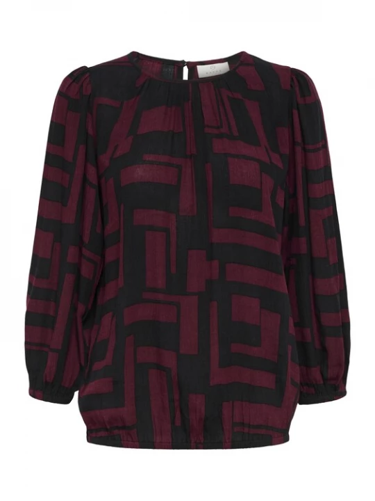 Foto van product Kaffe Blouse 'KALorina' wijnrood / zwart