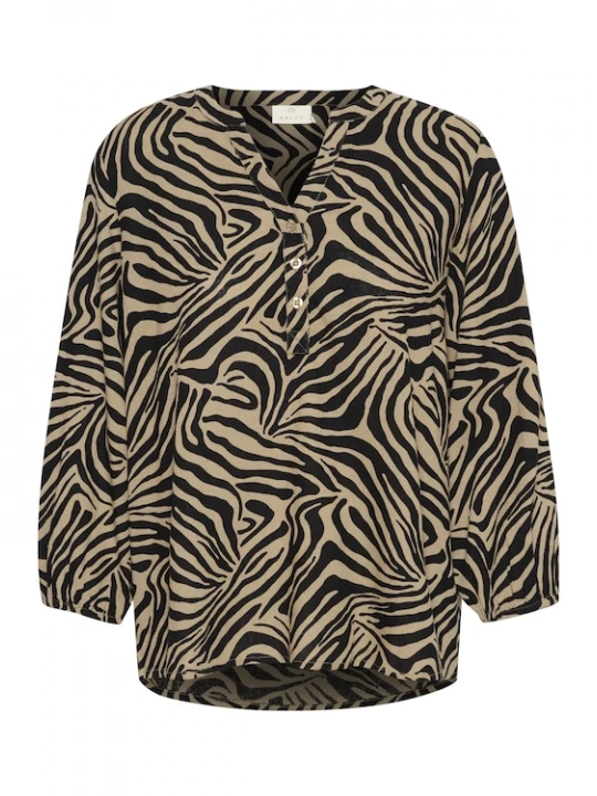 Foto van product Kaffe Blouse 'Kamilia' donkerbeige / zwart