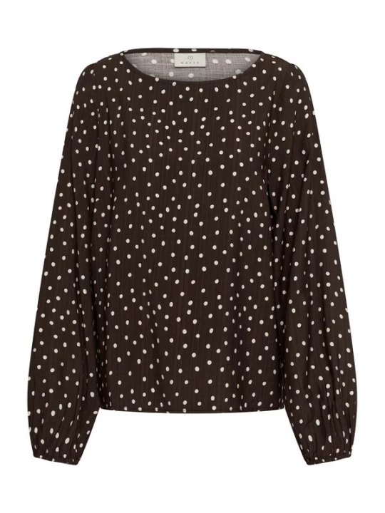 Foto van product Kaffe Blouse 'KANadira' donkerbruin / wit