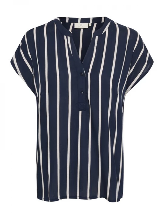Foto van product Kaffe Blouse 'KAStridy' donkerblauw / wit