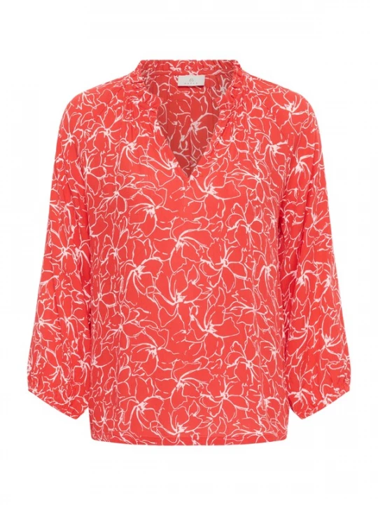 Foto van product Kaffe Blouse 'KATine Amber' oranjerood / wit