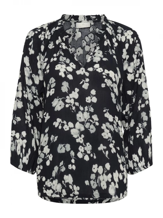 Foto van product Kaffe Blouse 'KATine Amber' zwart / parelwit