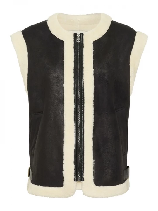 Foto van product Kaffe Bodywarmer 'Kapernille' crème / zwart