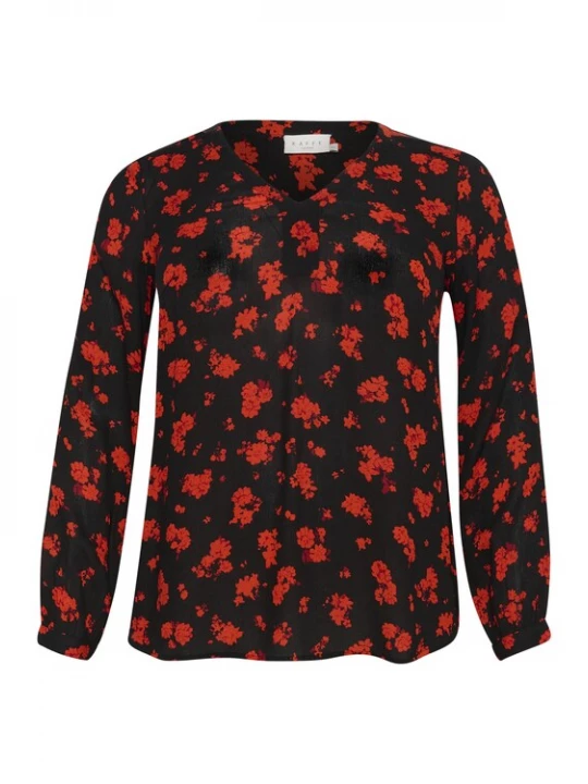 Foto van product KAFFE CURVE Blouse 'Aami' rood / zwart