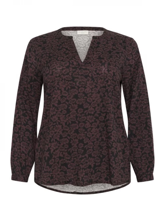 Foto van product KAFFE CURVE Blouse 'Bella' donkerbruin / zwart