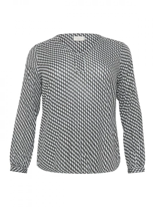 Foto van product KAFFE CURVE Blouse 'Cami' donkergrijs / wit