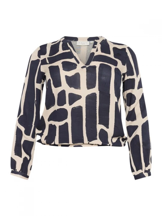 Foto van product KAFFE CURVE Blouse 'Diana' beige / nachtblauw