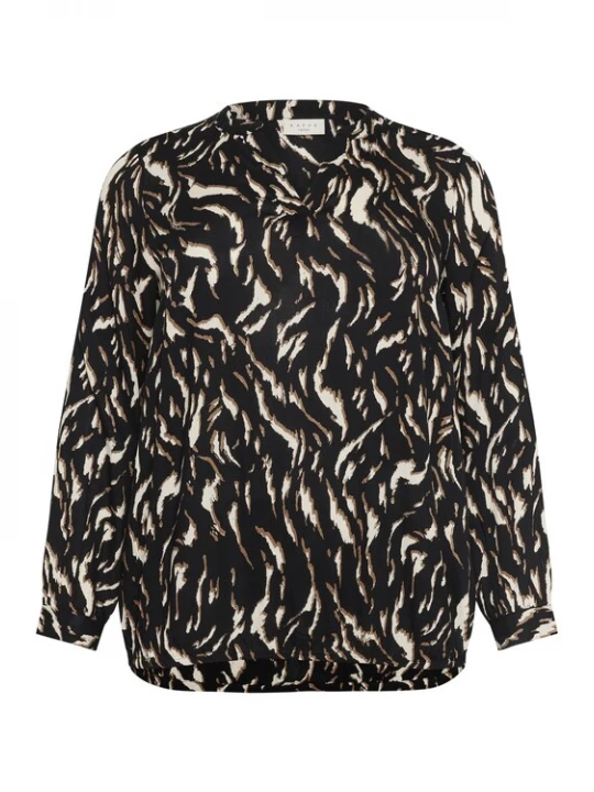 Foto van product KAFFE CURVE Blouse 'Diana' ecru / karamel / zwart