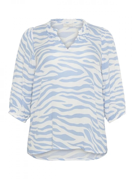 Foto van product KAFFE CURVE Blouse 'Edina' lichtblauw / wit