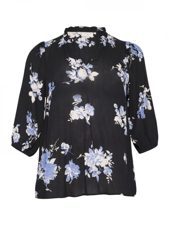 Foto van product KAFFE CURVE Blouse 'Edina' lichtblauw / zwart / wit