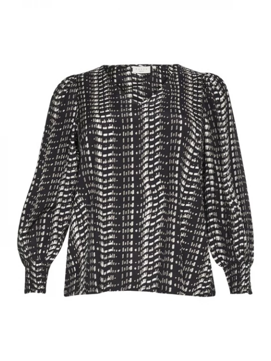 Foto van product KAFFE CURVE Blouse grijs / zwart / wit
