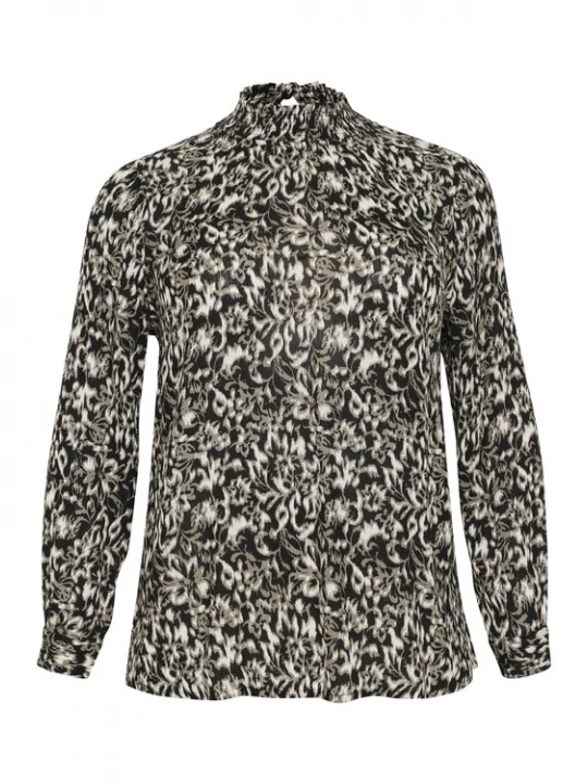 Foto van product KAFFE CURVE Blouse 'KA Ami' greige / zwart / wit