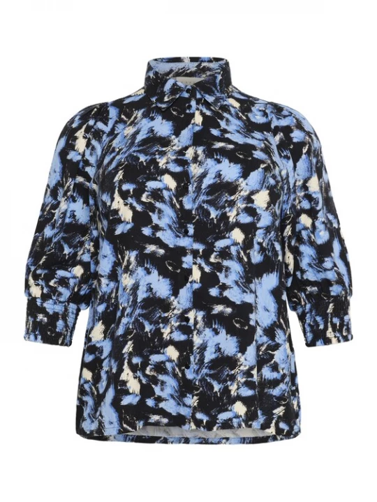 Foto van product KAFFE CURVE Blouse 'KA Lurana' blauw gemêleerd / zwart