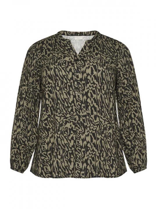Foto van product KAFFE CURVE Blouse 'KA Mahlena' aardetinten / zwart