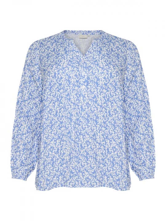 Foto van product KAFFE CURVE Blouse 'KA Mahlena' hemelsblauw / wit gemêleerd