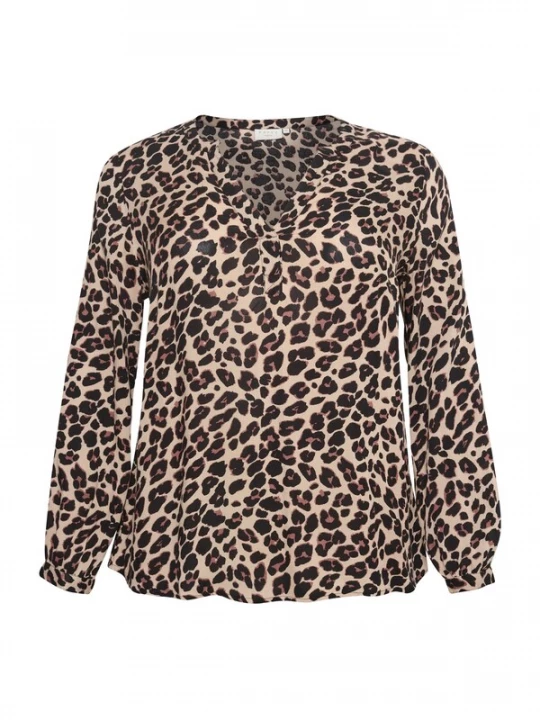 Foto van product KAFFE CURVE Blouse 'KAMirta' taupe / bruin / zwart