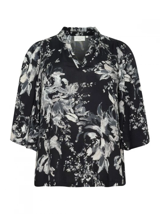 Foto van product KAFFE CURVE Blouse 'KC Mona' lichtgrijs / zwart / wit