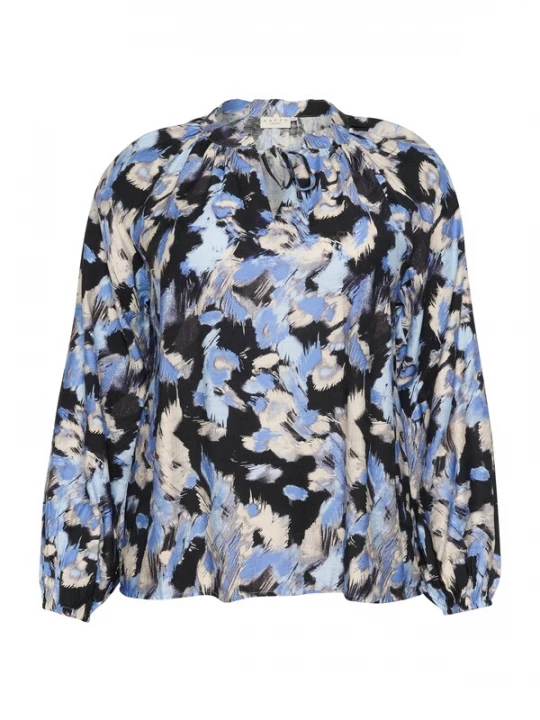 Foto van product KAFFE CURVE Blouse 'KC Toria' sand / royal blue / koningsblauw / lichtblauw / zwart