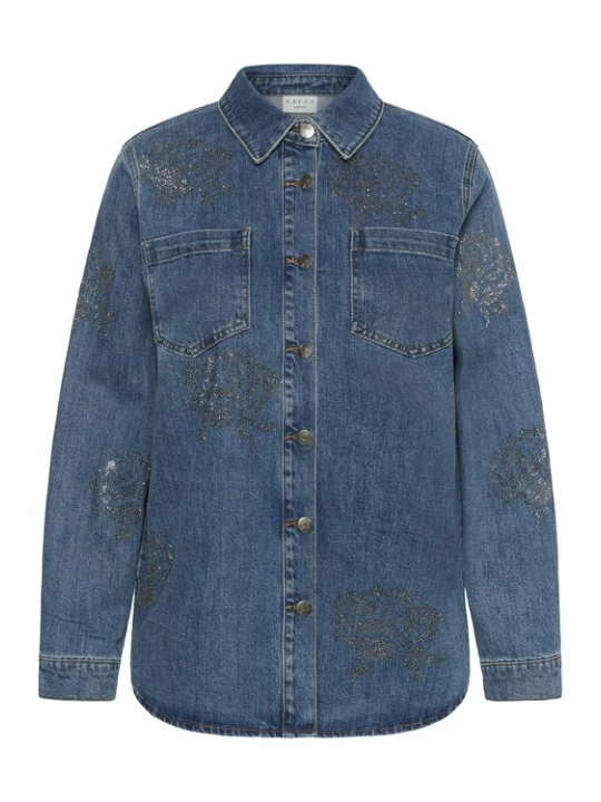Foto van product KAFFE CURVE Blouse 'KCastelia' blauw denim / transparant