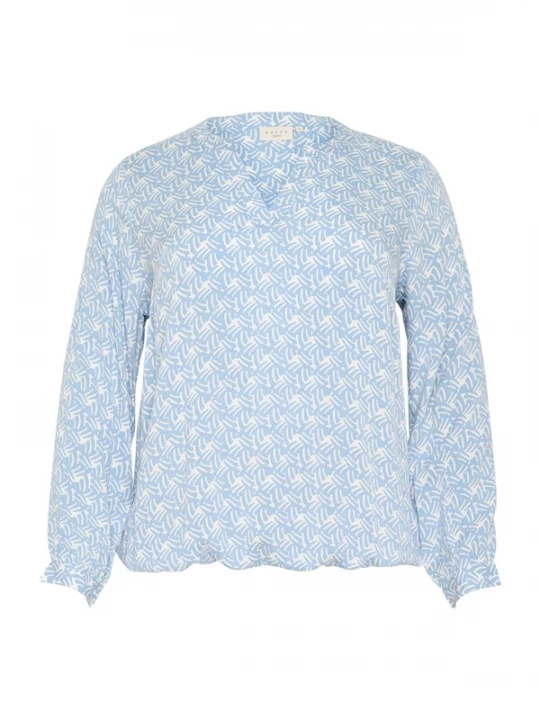 Foto van product KAFFE CURVE Blouse 'KCDiana' hemelsblauw / wit
