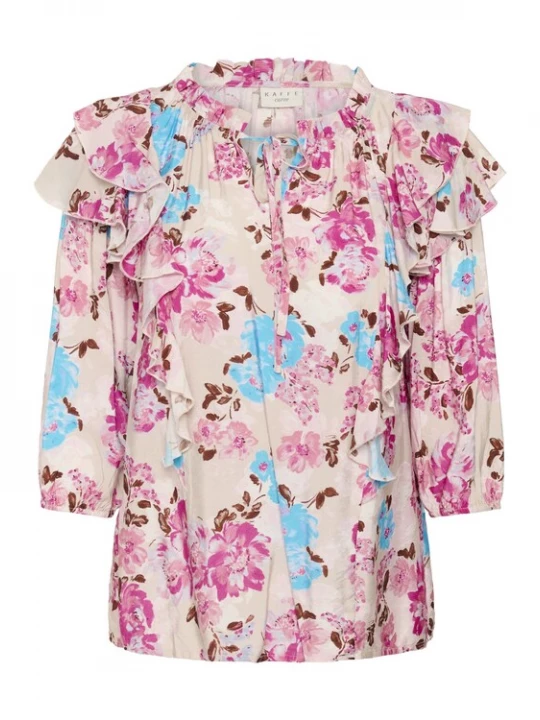 Foto van product KAFFE CURVE Blouse 'KCHayley' azuur / pink / rosa / poederroze