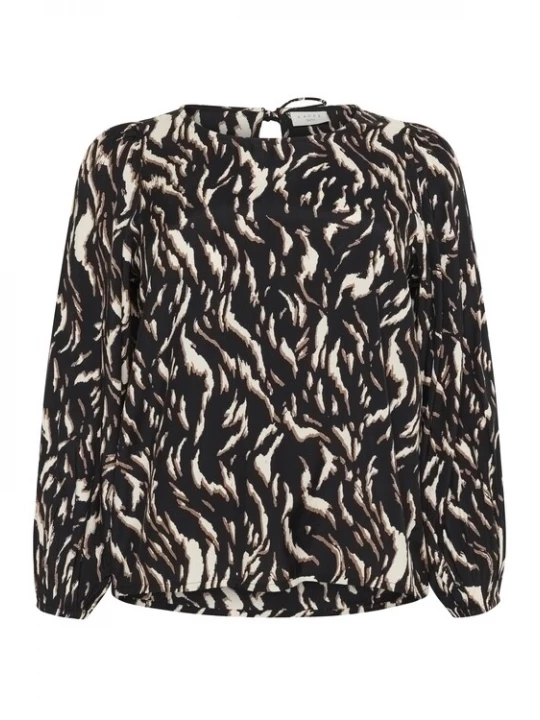 Foto van product KAFFE CURVE Blouse 'KCMilina' lichtbruin / zwart / wit