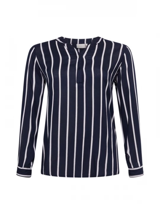 Foto van product KAFFE CURVE Blouse 'KCSida' donkerblauw / wit