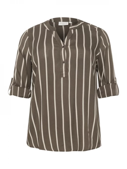 Foto van product KAFFE CURVE Blouse 'KCSida' ecru / bruin gemêleerd