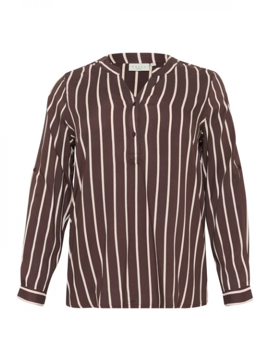 Foto van product KAFFE CURVE Blouse 'KCSida' ecru / donkerbruin