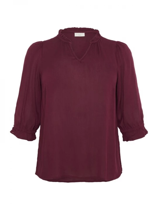 Foto van product KAFFE CURVE Blouse 'Kiv' wijnrood