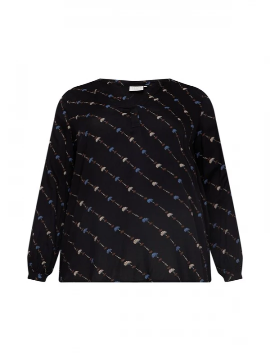 Foto van product KAFFE CURVE Blouse 'Lenna Tilly' beige / smoky blue / bruin / zwart