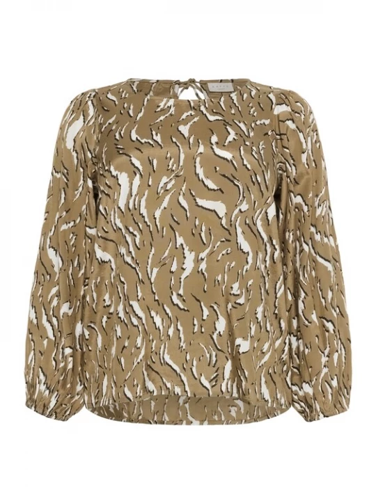 Foto van product KAFFE CURVE Blouse 'Milina' camel / wit